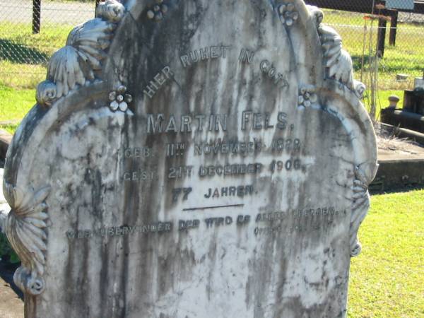Martin FELS  | geb  11 Nov 1829  | gest 21 Dec 1906  | 77 jahren  |   | Bethania (Lutheran) Bethania, Gold Coast  | 
