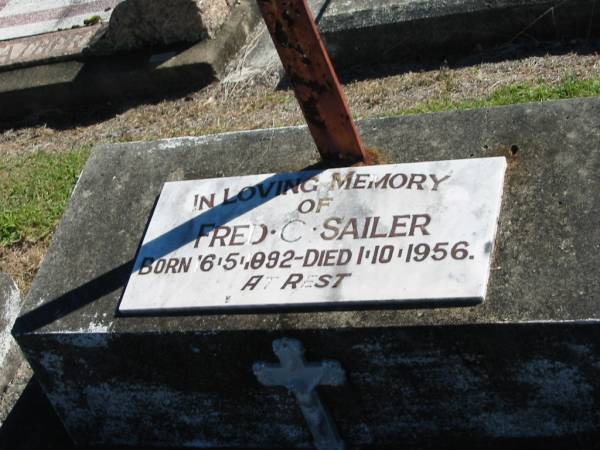 Fred C SAILER  | B: 6 May 1892  | D: 1 Oct 1956  |   | Bethania (Lutheran) Bethania, Gold Coast  | 