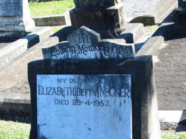 Elizabeth [Betty] NECKER  | D: 28 Apr 1957  |   | Bethania (Lutheran) Bethania, Gold Coast  | 