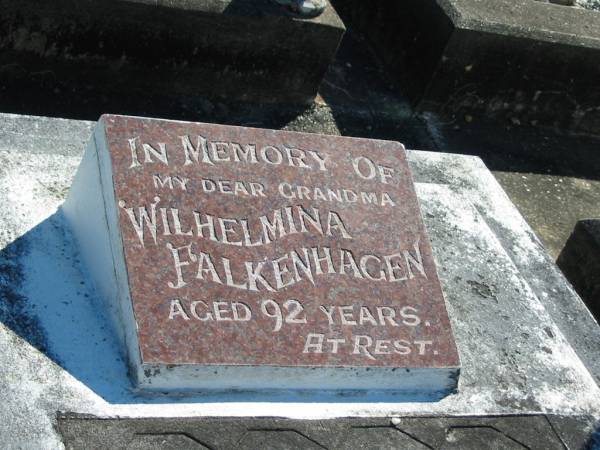 Wilhelmina FALKENHAGEN  | aged 92  |   | Bethania (Lutheran) Bethania, Gold Coast  | 