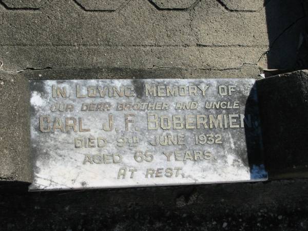 Carl J F BOBERMIEN  | 9 Jun 1932  | aged 65  |   | Bethania (Lutheran) Bethania, Gold Coast  | 