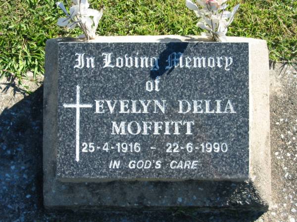 Evelyn Delia MOFFITT  | B: 25 Apr 1916  | D: 22 Jun 1990  |   | Bethania (Lutheran) Bethania, Gold Coast  | 