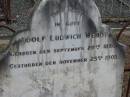 Adolf Ludwich WENDT
geb 20 Sep 1830
gest 23 Nov 1903
Bethel Lutheran Cemetery, Logan Reserve (Logan City)
