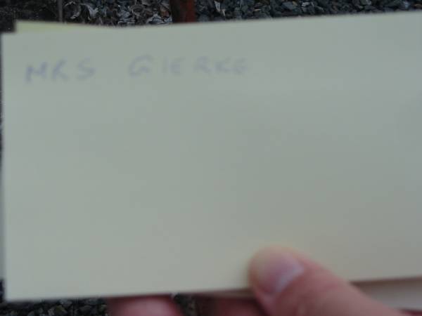 Mrs GIERKE  |   | Bethel Lutheran Cemetery, Logan Reserve (Logan City)  |   | 