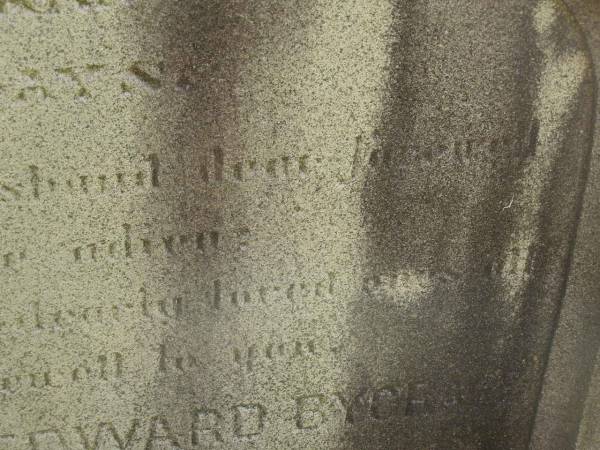 Alice BYGRAVE,  | 10? Dec 1904 aged 67 years 6 months 11 days;  | Percy Edward BYGRAVE,  | grandson,  | died 22 April ????,  | Blackbutt-Benarkin cemetery, South Burnett Region  | 