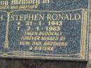 Jane Elizabeth ANDREWS,
mother,
12-6-1916 - 17-10-1992;
Stephen Ronald ANDREWS,
brother,
31-1-1943 - 2-1-1963,
missed by mum, dad, brothers & sisters;
Blackbutt-Benarkin cemetery, South Burnett Region