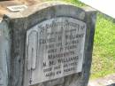 George H. WILLIAMS,
died 26 Oct 1953 aged 71 years;
Marguerite N.M. WILLIAMS,
died 20 Dec 1953 aged 66 years;
Blackbutt-Benarkin cemetery, South Burnett Region