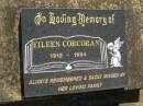 Eileen CORCORAN,
1912 - 1994;
Blackbutt-Benarkin cemetery, South Burnett Region