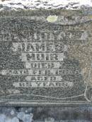 Janet C. MUIR,
died 18 Oct 1912 aged 62 years;
James MUIR,
died 24 Feb 1955 aged 85 years;
Blackbutt-Benarkin cemetery, South Burnett Region