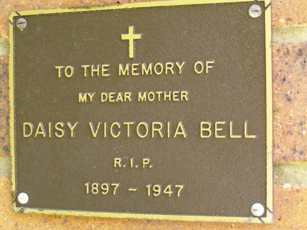 Daisy Victoria BELL,  | mother,  | 1897 - 1947;  | Bribie Island Memorial Gardens, Caboolture Shire  | 