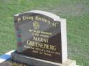 August GREENEBERG,
died 19 Feb 1978 aged 57 years,
husband father;
Apostolic Church of Queensland, Brightview, Esk Shire