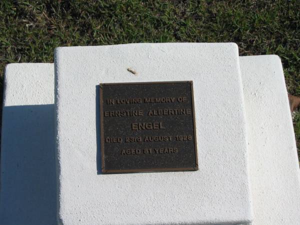Ernstine Albertine ENGEL,  | died 23 Aug 1928 died 81 years;  | Apostolic Church of Queensland, Brightview, Esk Shire  | 
