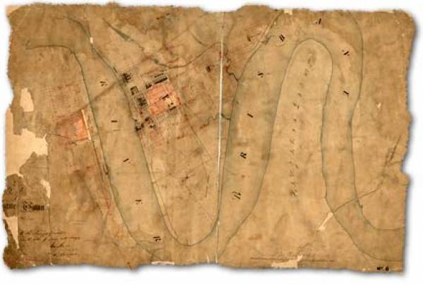 Brisbane 1842 - Shows settlement at South Brisbane  | 