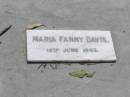 
Francis Robert DAVIS,
died 10 Aug 1928 aged 83 years;
Maria Fanny DAVIS,
died 19 June 1943;
Francis Kearsey DAVIS, eldest son,
died 17 Oct 1965 aged 77 years;
Malcolm Burton DAVIS, second son,
died 9 May 1967 aged 76 years;
Hugh Bolton DAVIS,
1893 - 1973;
Lorna Dowse DAVIS, wife of Malcolm DAVIS,
2-5-1908 - 12-9-2003;
Leonard Adams DAVIS,
died 16-6-1962;
Nancy Lucy DAVIS, wife of Leonard A. DAVIS,
18-2-1908 - 8-8-1991;
Brookfield Cemetery, Brisbane
