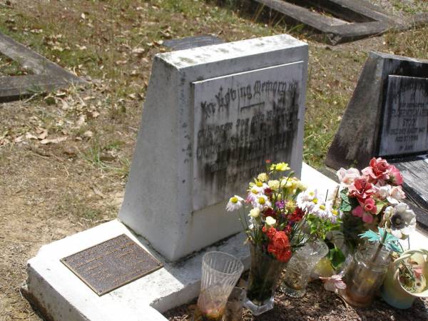 Douglas George HALLETT, son brother,  | died 7 March 1948 aged 10 months;  | parents;  | Vera Marjorie HALLETT,  | 20-12-1918 - 2-9-2005;  | Walter George HALLETT,  | 13-11-1915 3-9-2005;  | Brookfield Cemetery, Brisbane  | 