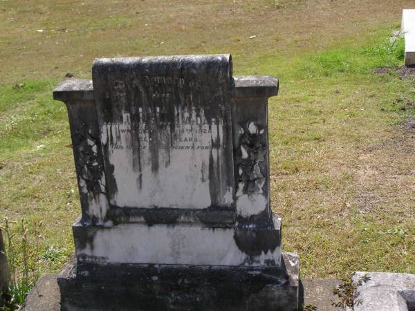 Lucinda Mary, daughter of S. & E.A. DART,  | died 14 April 1928 aged 43 years;  | Brookfield Cemetery, Brisbane  | 