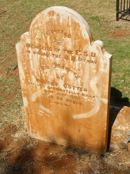 Maurice COTTER  | d: 30 Jun 1889, aged 32  | Pioneer Cemetery - Broome  | 