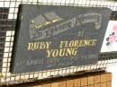 Ruby Florence YOUNG,
died 1 April 1971 aged 75 years;
Brooweena St Marys Anglican cemetery, Woocoo Shire