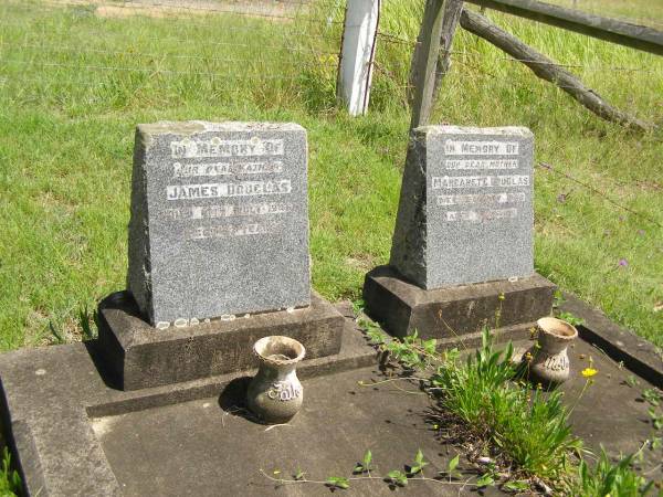 James DOUGLAS,  | father,  | died 17 July 1946 aged 82? years;  | Margaret C. DOUGLAS,  | mother,  | died 25 Nov 1948 aged 75 years;  | Brooweena St Mary's Anglican cemetery, Woocoo Shire  | 