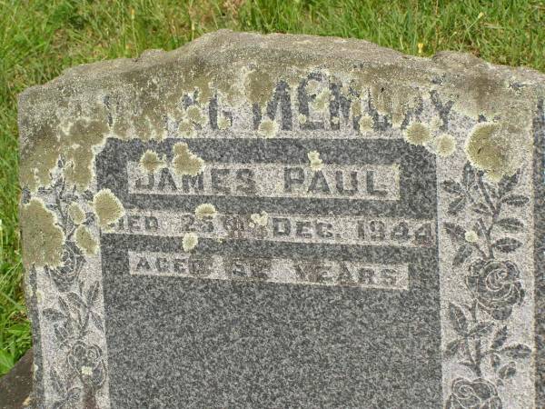 James PAUL,  | died 25 Dec 1944 aged 52 years;  | Brooweena St Mary's Anglican cemetery, Woocoo Shire  | 
