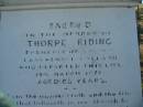 
Thorpe RIDING 
died 19th March 1877 aged 68 years,
Bulimba Uniting (formerly Methodist) Church, Brisbane
