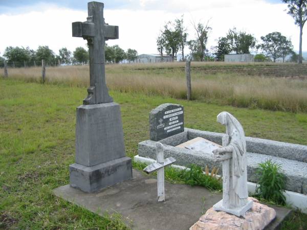 Edward Kingsley PLANTAGENET,  | born 18 May 1890 died 26 Jan 1891;  | Vida,  | born 1st died 8th Dec 1891;  | eldest son and 5th daughter of  | Henry PLANTAGENET and Katharine Ross SOMERSET;  | [headstone transferred from below Caboonbah homestead]  | Caboonbah Church Cemetery, Esk Shire  | 