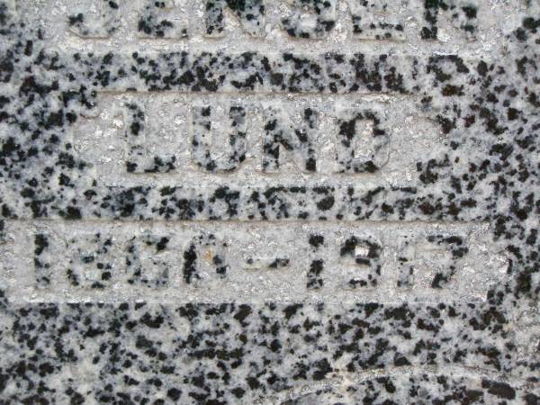 Soren Jensen LUND, 1866? - 1917,  | Alvilda Theodora LUND, 1884 - 1942;  | Caffey Cemetery, Gatton Shire  | 