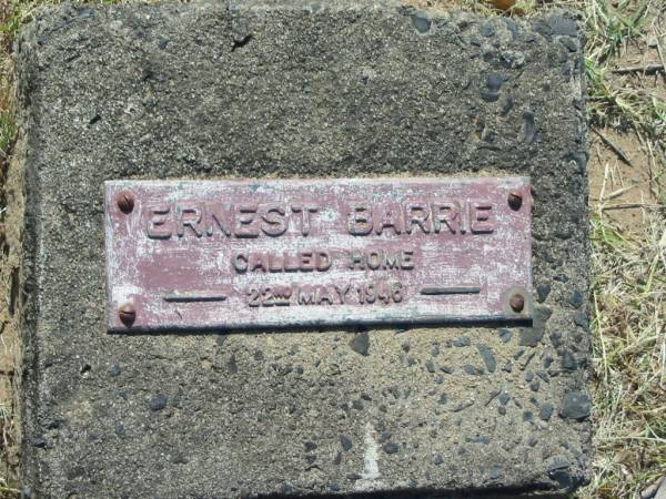 Ernest BARRIE,  | died 22 May 1946;  | Canungra Cemetery, Beaudesert Shire  | 
