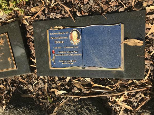 Phyllis Delphine CARNIE  | b: 1-Jul 1933  | d: 11-Sep-2014  | wife of Roly  |   | Centenary Memorial Gardens  |   |  00  | 