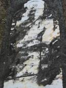 
husband William S. HOLLOWAY died 12 July 1911 aged 61 years;
wife Alice HOLLOWAY died 28 Nov 1916 aged 61 years;
Chambers Flat Cemetery, Beaudesert
