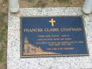 
Frances Claire CHAPMAN died 15 Aug 2002 aged 44, mother sister,
Chambers Flat Cemetery, Beaudesert
