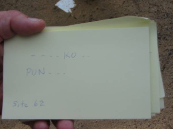 ???? KO ???  | PUN ????  | Site 62;  | Chambers Flat Cemetery, Beaudesert  | 