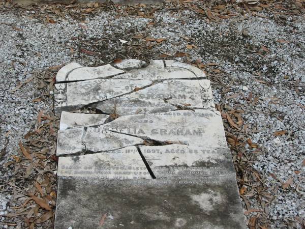 James Graham 7 Mar 1894? aged 60  | Cordelia Graham 11 Dec 1897 aged 68  |   | Chapel Hill Uniting (formerly Methodist) Cemetery - Brisbane  |   | 