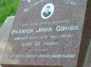 Patrick John GOUGH, son brother,
died 21 Dec 1974 aged 37 years;
Sacred Heart Catholic Church, Christmas Creek, Beaudesert Shire