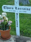 Thora Lorraine JACKSON,
13-3-1922 - 16-3-1992;
Sacred Heart Catholic Church, Christmas Creek, Beaudesert Shire
