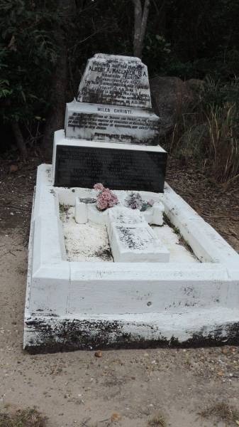 Albert A MacLAREN B.A.  | b: 14 Feb 1883 England  | d: 27 Dec 1891 between Samarai and Cooktown  |   | missionary priest, founder of New Guinea mission 10-Aug 1891  | worked in Gravesend (England), Maitland (NSW), Mackay (Qld), New Guinea  |   | Involved in rescue of the wrecked R.M.S. Quetta in Torres Strait 28-Feb-1890  |   | Cooktown Cemetery  |   | 