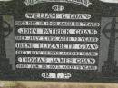 William G. GOAN,
died 18 Dec 1960 aged 59 years;
John Patrick GOAN,
died 5 July 1971 aged 73 years;
Irene Elizabeth GOAN,
died 22 July 1972 aged 82 years;
Thomas James (Tom) GOAN,
died 22 Jan 1973 aged 79 years;
Elsie May GOAN,
died 8 Dec 1984 aged 93 years;
Coulson General Cemetery, Scenic Rim Region