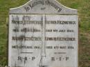 Patrick FITZPATRICK,
died 6 Oct 1900;
Mary FITZPATRICK,
died 27 AUg 1918;
Patrick FITZPATRICK,
died 6 July 1903;
Edward FITZPATRICK,
died 11 May 1931;
Coulson General Cemetery, Scenic Rim Region