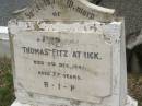 Thomas FITZPATRICK,
uncle,
died 5 Dec 1941 aged 77 years;
Coulson General Cemetery, Scenic Rim Region