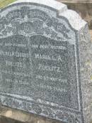 Wilhelm Eduard POELITZ,
husband,
died 11 Aug 1943 aged 74 years;
Maria L.A. POELITZ,
mother,
died 5 May 1959 aged 86 years;
Coulson General Cemetery, Scenic Rim Region