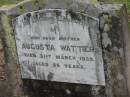 Augusta WATTER,
mother,
died 31 March 1939 aged 86 years;
Coulson General Cemetery, Scenic Rim Region