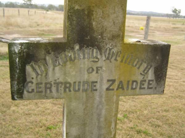 Gertrude Zaidee,  | wife of W.H. KIRK,  | died Cressbrook 9 Jan 1917 aged 23 years;  | Cressbrook Homestead, Somerset Region  | 