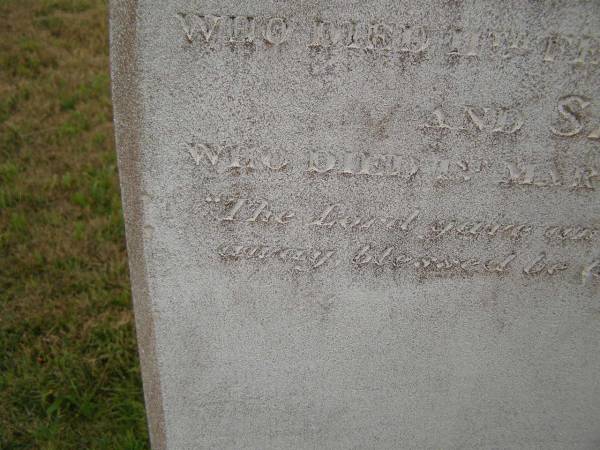William TAYLOR,  | died 5 March 1883 aged 32 years;  | Fanny Elizabeth,  | child,  | died 11 Feb 1883 aged 3 years;  | Sarah Anne,  | child,  | died 1 Mar 1883 aged 8 months;  | Cressbrook Homestead, Somerset Region  | 