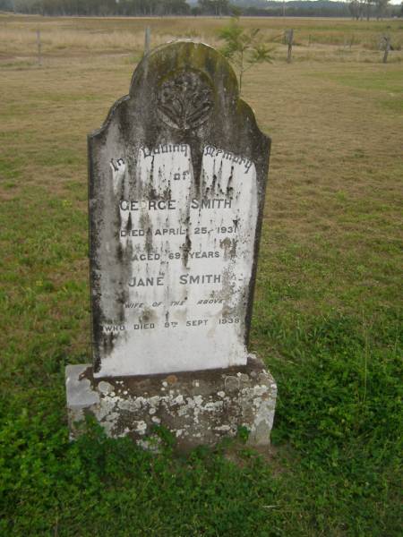 George SMITH  | d: 25 April 1931 aged 69  |   | (wife)  | Jane SMITH  | d: 9 Sep 1938  |   | Cressbrook Homestead, Somerset Region  |   | 