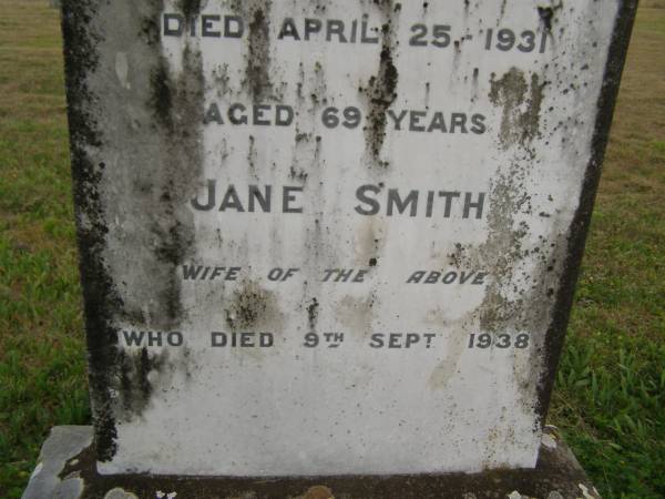 George SMITH  | d: 25 April 1931 aged 69  |   | (wife)  | Jane SMITH  | d: 9 Sep 1938  |   | Cressbrook Homestead, Somerset Region  |   | 