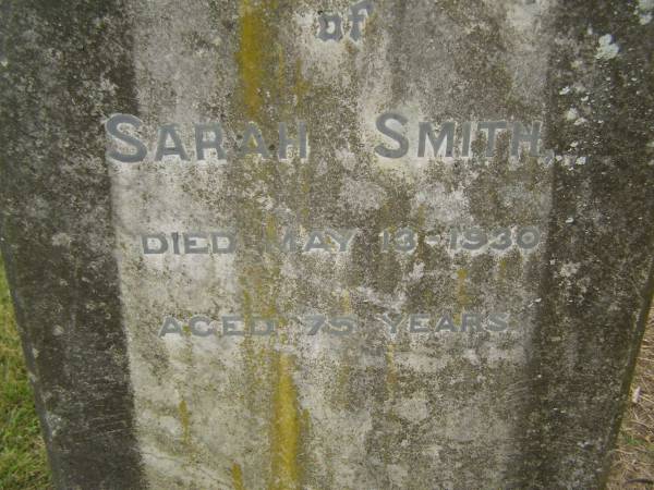 Sarah SMITH  | d: 13 May 1930  | aged 75  |   | May SMITH  | d: 25 Sep 1914  | aged 23  | daughter of David and Sarah SMITH  |   | Cressbrook Homestead, Somerset Region  | 
