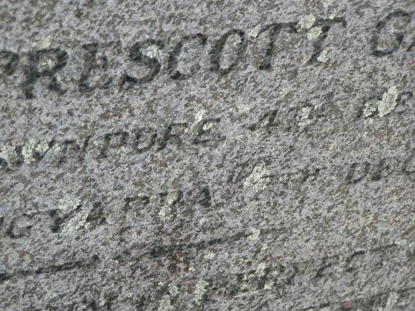 Herbert Prescott GARDNER  | b: Cawnpore 4 Dec 1851  | d: Dingyarra 7 Dec 1938  |   | Ethel Mary GARDNER  | d: 16 Mar 1954  |   | Alan Henry GARDNER  | b: 12 Aug 1914  | d: 16 Jan 2005  | and his wife  | Gemma Elizabeth GARDNER (nee McCORD)  | b: 1 Apr 1924  | d: 18 Mar 2005  |   | Cressbrook Homestead, Somerset Region  | 