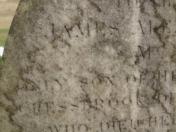 James Alexander Kennedy McCONNEL  | d: 6 Feb 1863 aged 31  | son of Henry McCONNEL Esq, Cressbrook Derbyshire England  |   | Cressbrook Homestead, Somerset Region  | 