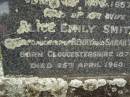 Ernest Club SMITH,
son of George and Jane SMITH,
born 17 Jan 1891,
died 11 Nov 1957;
Alice Emily SMITH,
wife,
daughter of Henry and Sarah WINDOW,
born Gloucestershire 1876,
died 25 April 1960;
Cressbrook Homestead, Somerset Region