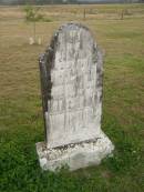 Emily May McLEAN
b: 13 Feb 1887
d: 2-Dec 1911 aged 24 years, 10 months
wife of E.A. McLEAN
Cressbrook Homestead, Somerset Region